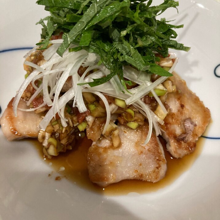 さっぱり!豚もも肉の梅ソースがけ♪